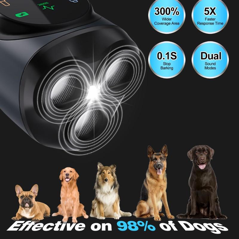 Ultrasonic Dog Trainer with 3 Transmitters and SOS Flashlight 50-foot Range