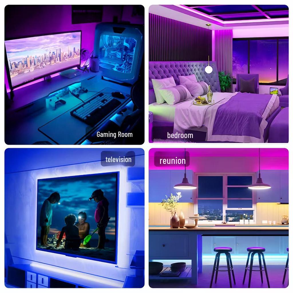 5V RGB LED Light Strip Set: Color-Changing USB Bluetooth Smart Background for Desk and Wall Decoration.