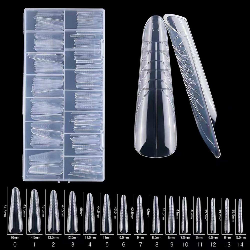 150Pcs Transparent Full Cover Nail Tips 15 Sizes Space Nail Forms Sandwich Nail Forms  Home Salon