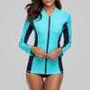 CHARMLEAKS Women Long Sleeve Zipper Rashguard Swimsuit Surfing Top Rash Guard Zipper UPF50+ Swimwear