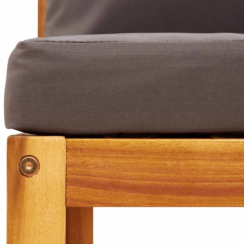 Garden Sofa Without Armrests with Cushions Acacia Wood & Rope