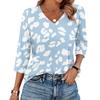 Women's V Neck 3/4 Sleeve Tops Casual T Shirts Basic Summer Tees Loose Fit Fall Pullover Tunic