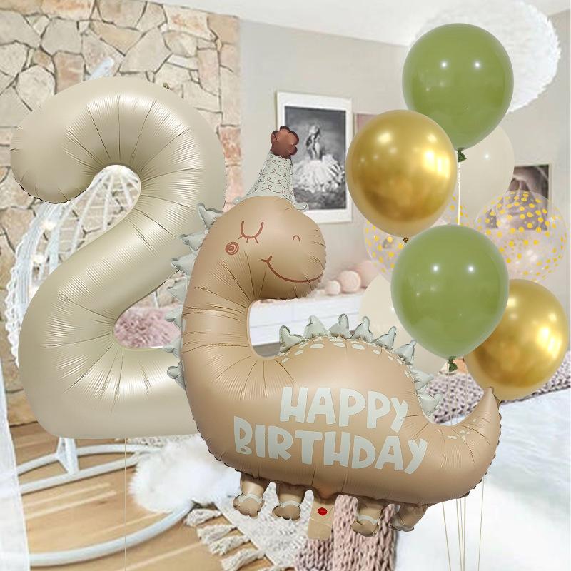 10Pcs Jungle Dinosaur Birthday Party Decoration Digital Balloon Birthday Party Anniversary Celebration Background Decoration