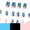 Wear nail art glitter blue butterfly nail piece fake nail removable finger press on nails