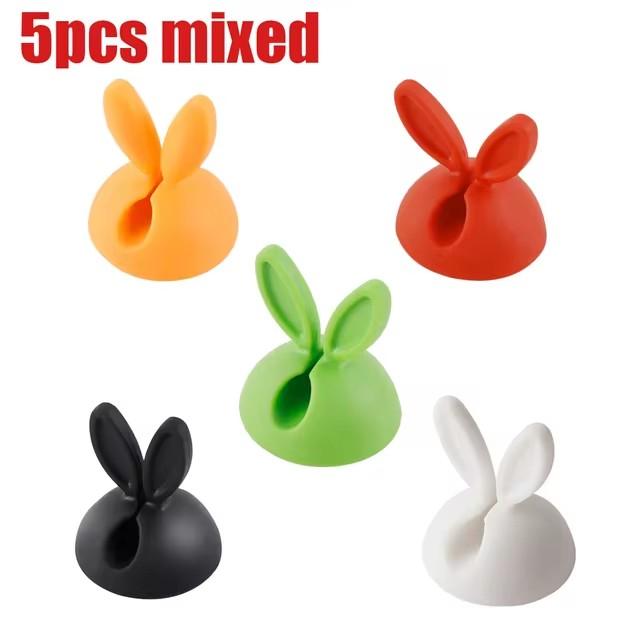 Cute Rabbit Ear Cable Manager Desktop Car Dashboard Charger Cables Clasp Clip Desk Line Organizer Bunny Ear Winder Holder