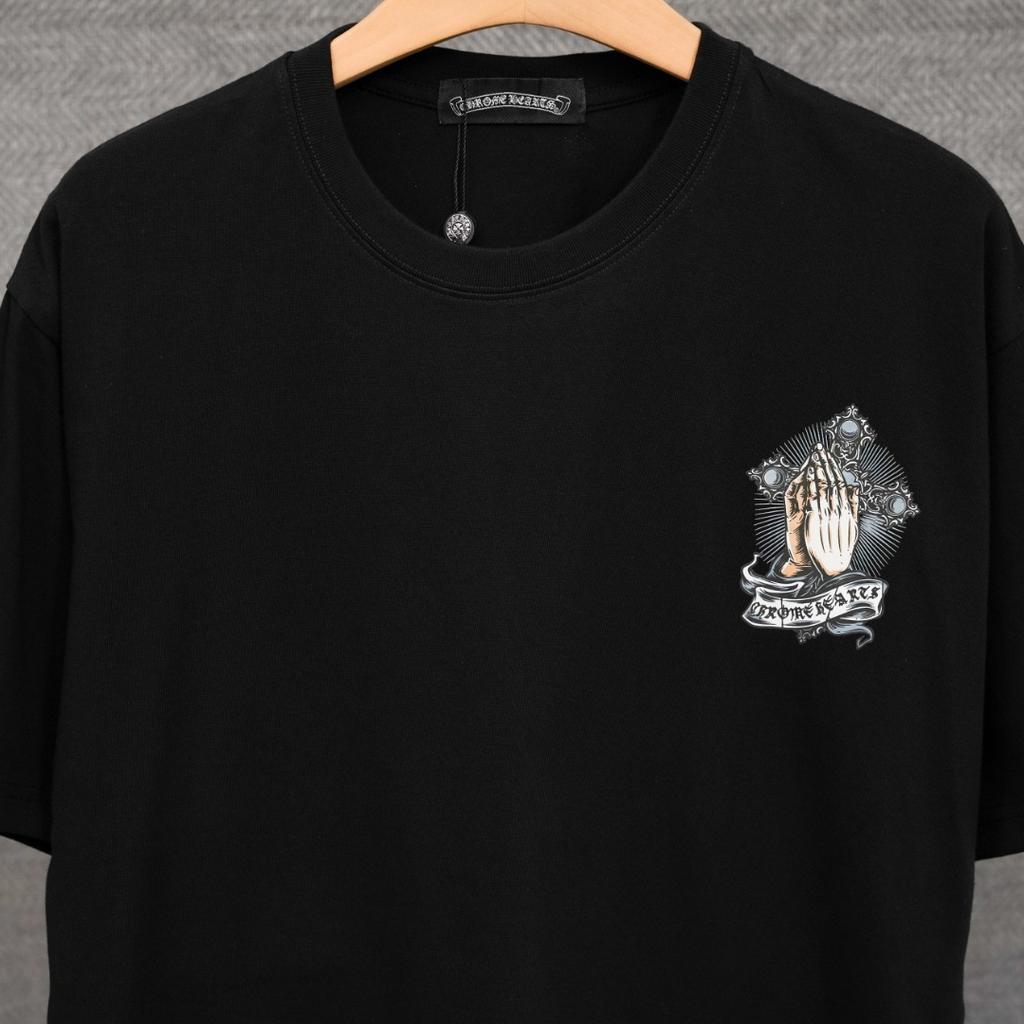 DT83 CHROME HEARTS Sommer Neu Hohe Qualität Baumwolle Rundhals Locker Große Größe Herren und Damen T-Shirt Partner T-Shirt