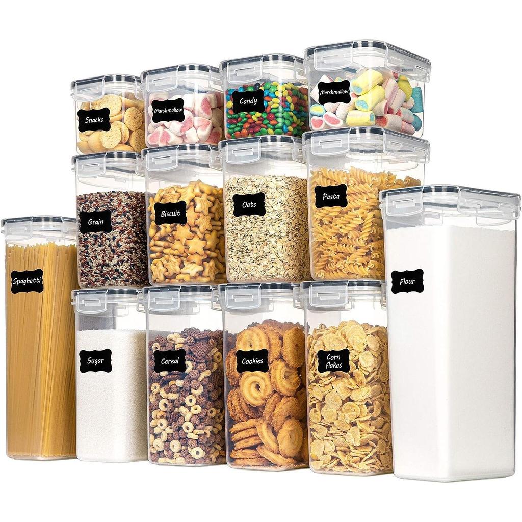 Contenitori Per Cereali Ermetici 6L (2x3L) – Confezione Da 2, Organizer Per Dispensa Per Farina, Riso, Pasta, Con Etichette