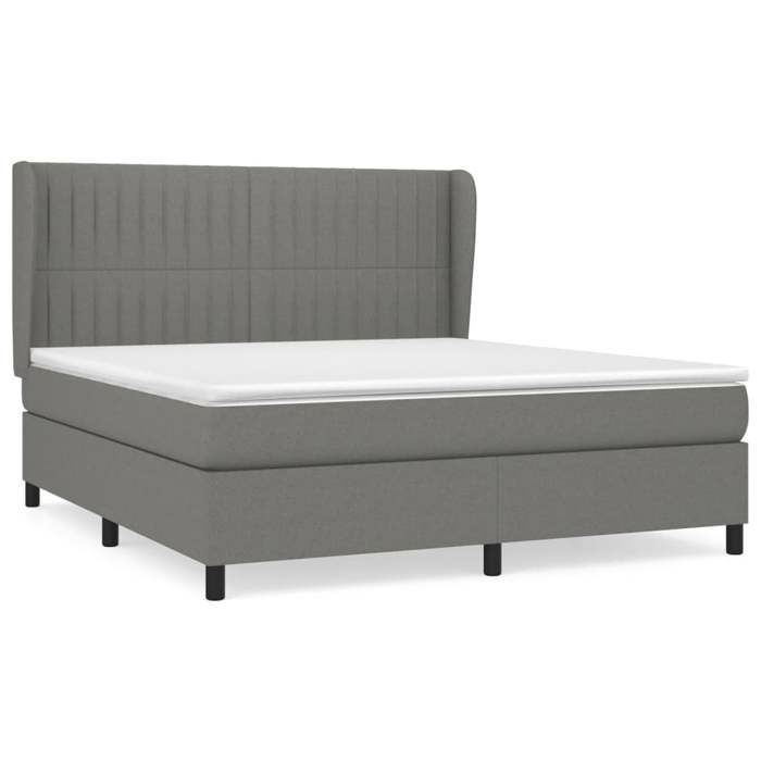 VidaXL Lit à sommier tapissier avec matelas Gris foncé 180x200cm Tissu - Modèle 3128142
