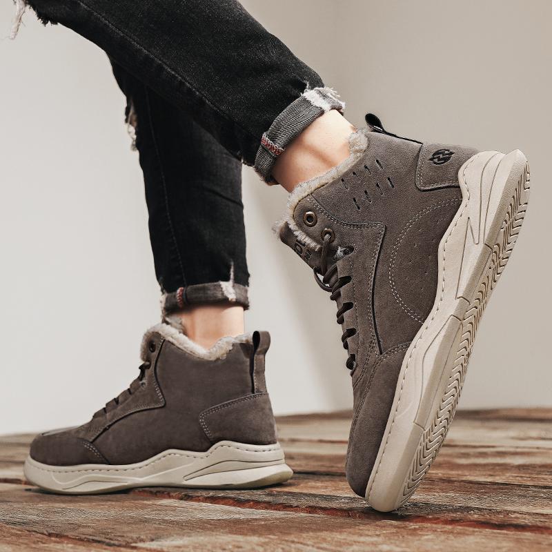 Vintersnøstøvler for menn Holder varmen Bomullssko Utendørs tursko Plysj Varm Høy ankelstøvler Joggesko