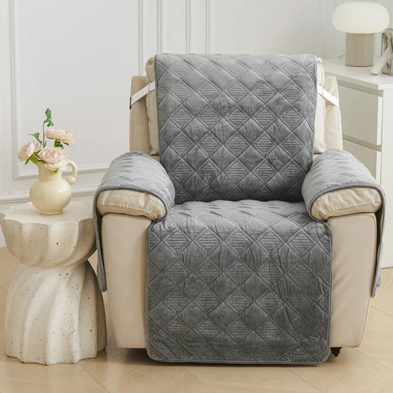 

1/2/3 Seater Recliner Sofa Covers Pets Kid Anti-wear Armchair Slipcovers Non-slip Short Plush Sofa Towel Furniture Protector S 61x185 cm