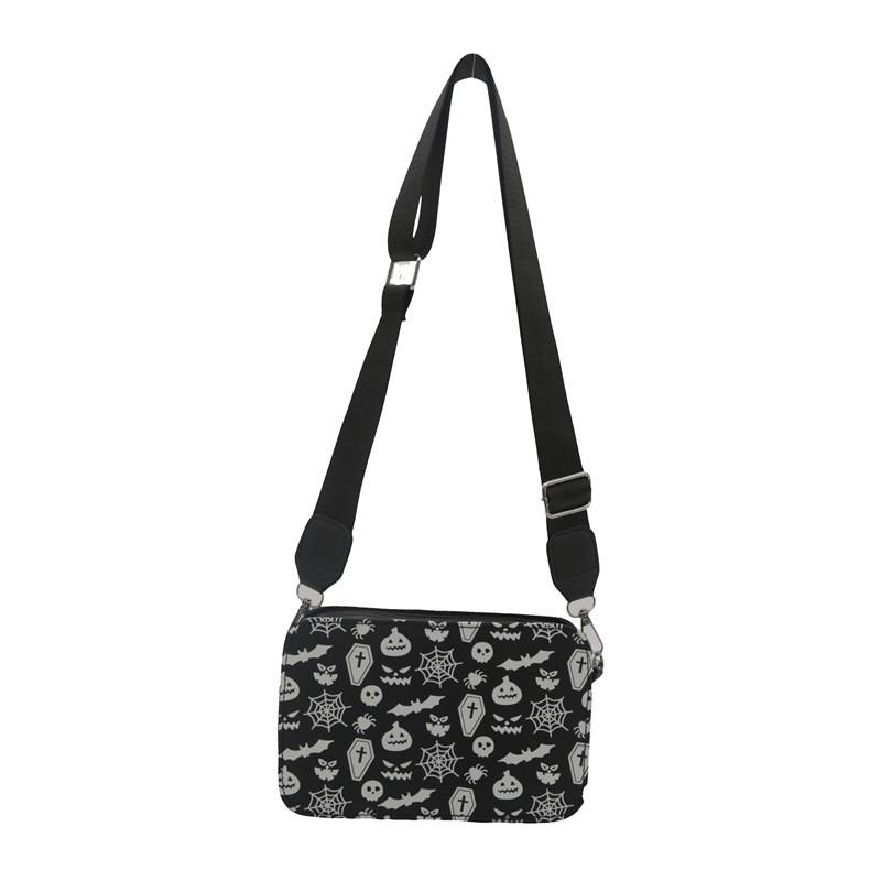 Sac à Bandoulière Crâne d'Halloween pour Femmes en Cuir PU Sacoche Décontractée Bandoulière avec Fermeture Éclair