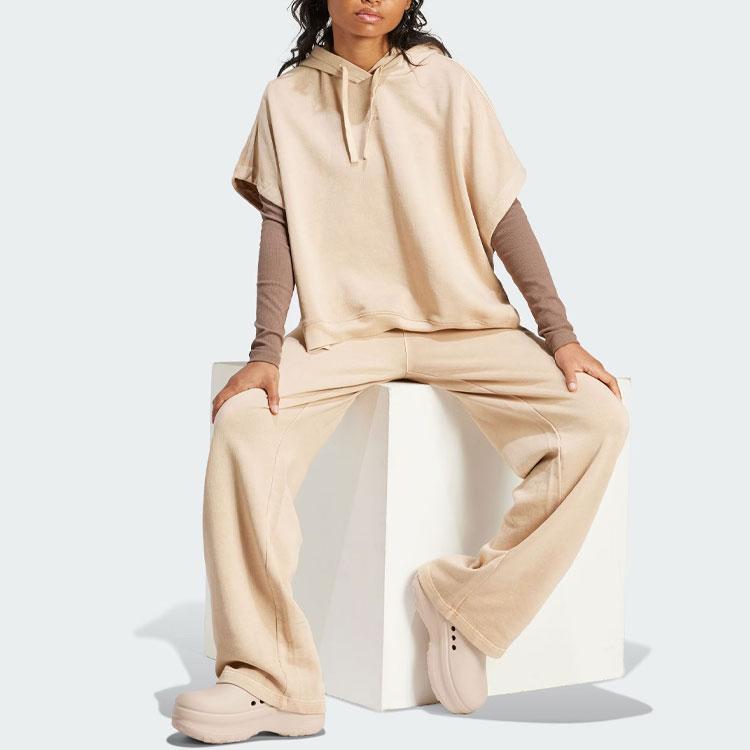 Adidas Originals Essential Solid Color Loose Hooded Vest Women Vests Light-Brown IR6009