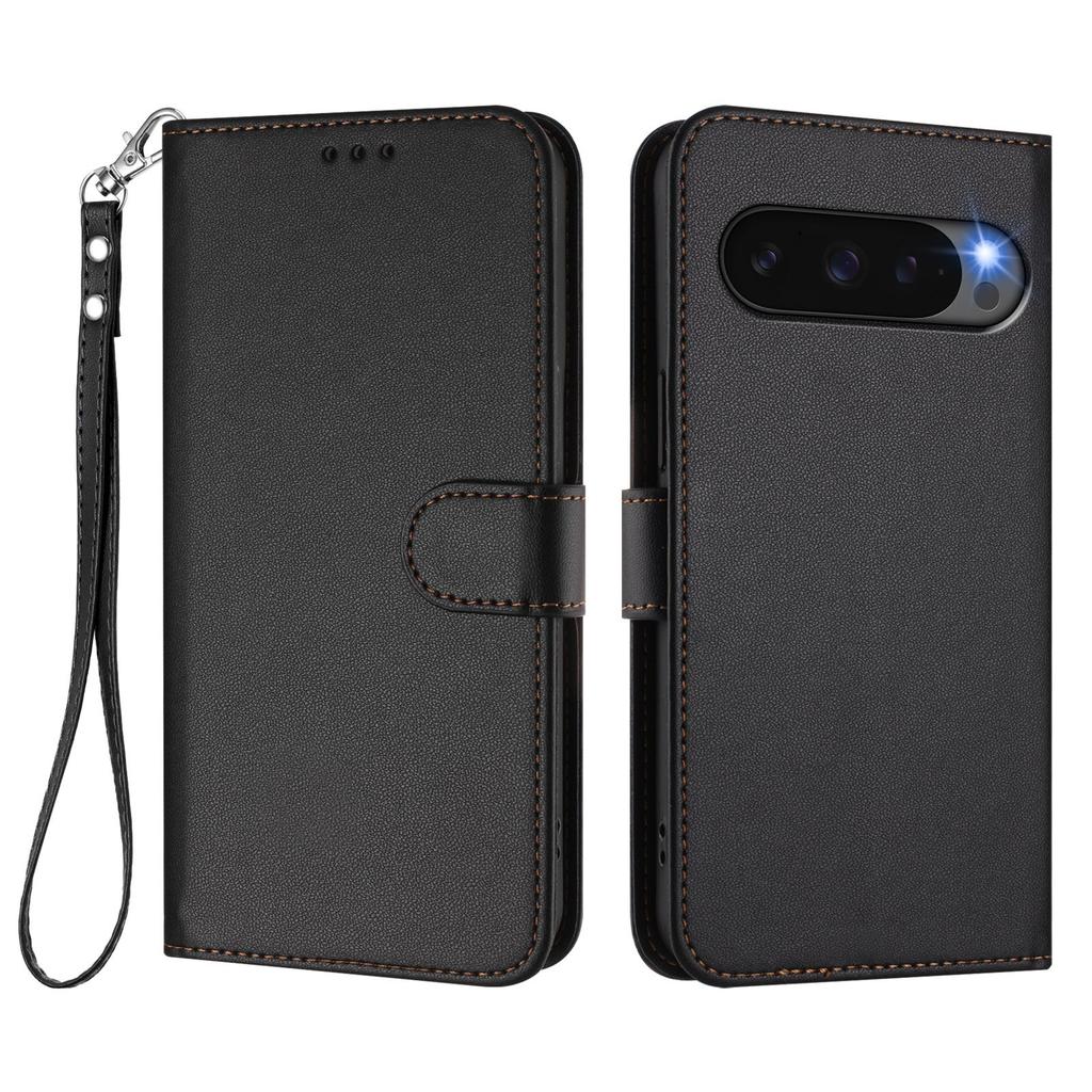 For Google Pixel 10 Pro/Google Pixel 9/Google Pixel 9 Pro/Google Pixel 10 Leather Case Wallet Stand Phone Cover with Wrist Strap