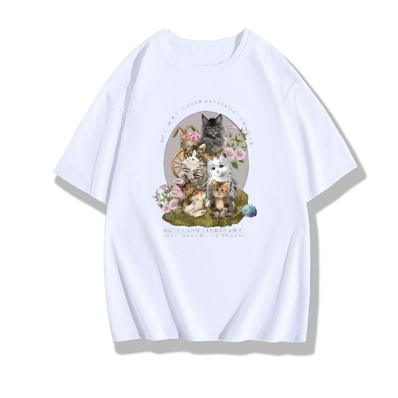 

150.00 кг Очень большой размер Плюс размер Женский модный стиль Хип-хоп Летняя футболка с коротким рукавом Женская Трендовая парная одежда Повседневные топы White 2XL