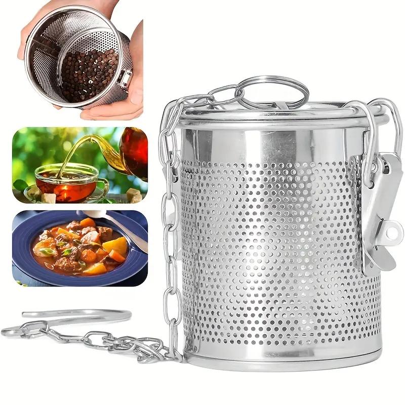 Stainless Steel Brine Cage Seasoning Fine Mesh Tea Strainer Brine Stew Supplies Filter Seasoning Bag Spice Box