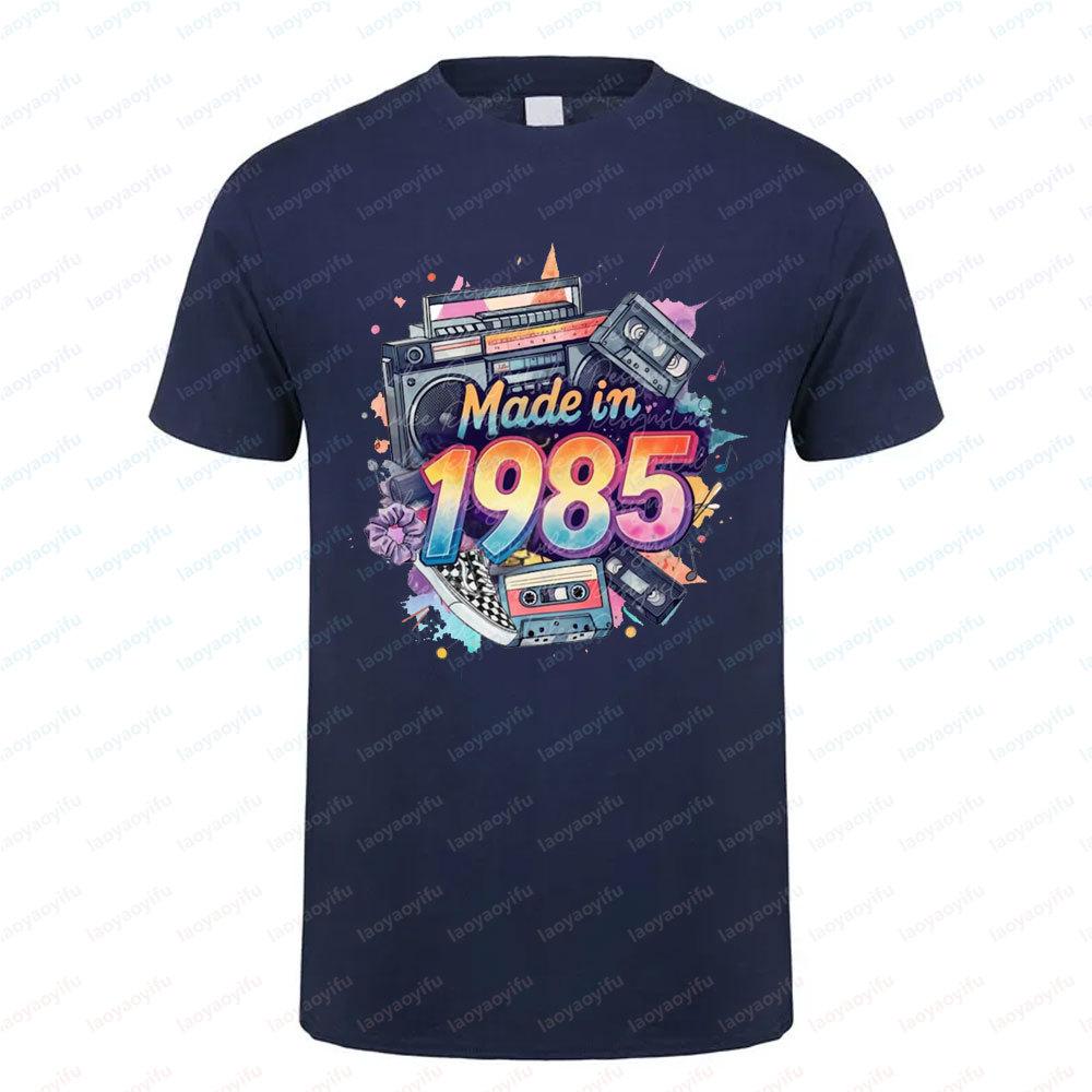 Classic 1985 Year Vintage Cotton T Shirt Retro 80s Style Short Sleeve Casual Oneck Tee Unisex for Men Women 40th Birthday Gift