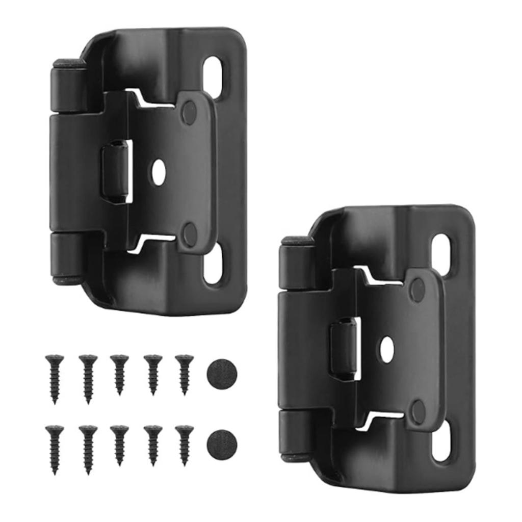 2pcs 1/2Inch Overlay Cabinet Steel Hinges W/screw Self-closing Spring Semi Partial Around Hidden RV Black/Silver/Antique Bronze