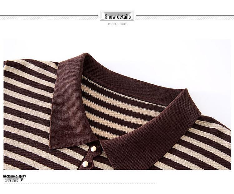 2026 Women's Autumn Striped Knit Sweater with Wool Collar
