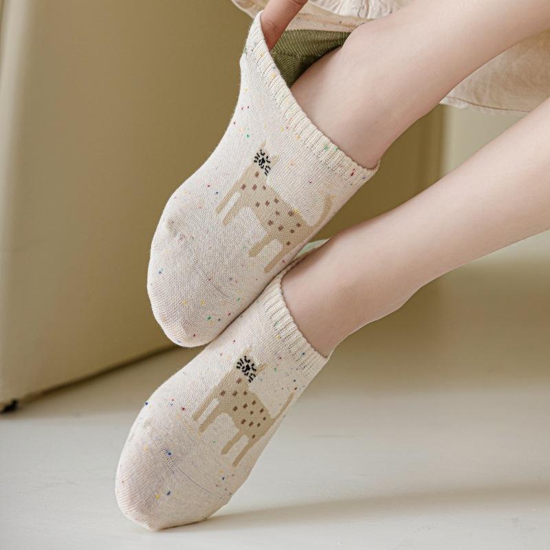 Pantofole Calzini Stampa Cartone Animato Carine Donna Silicone Antiscivolo Basso Taglio Calzini Casual Cotone Traspirante Estate Invisibili No Show