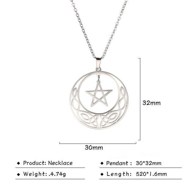 Viking Celtics Irish Knot Pentagram Necklaces for Women Men Stainless Steel Jewelry Vacuum Gold Color Amulet Boyfriend Gift