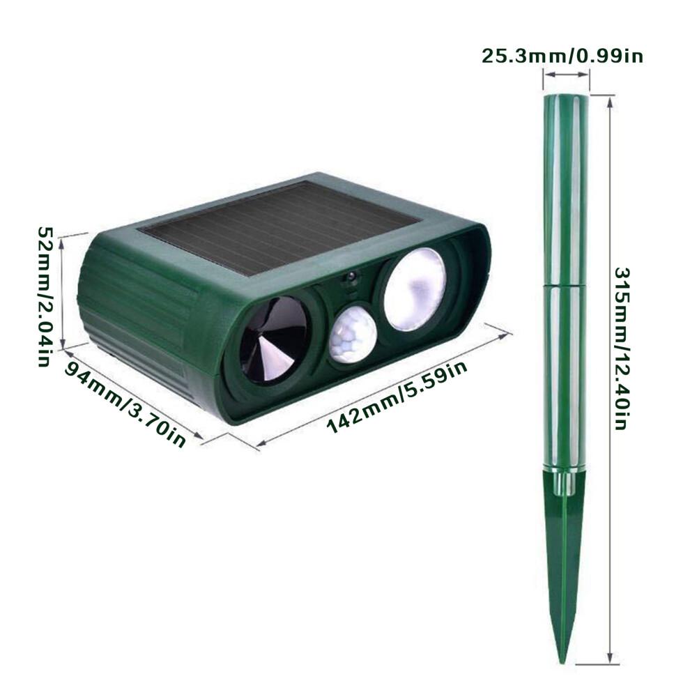 Motion Detection Pest Control Outdoor Animal Repellent Solar Powered Ultrasonic Repeller Humane Wildlife Deterrent Weatherproof Garden Defender For