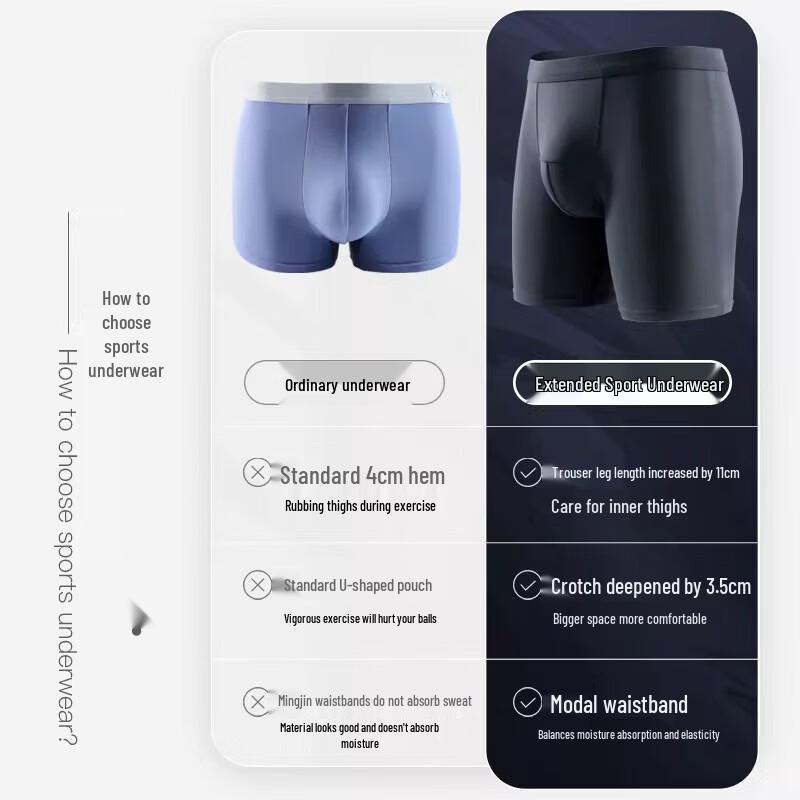 ROMON Men's Ice Silk Sports Boxer Briefs