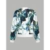 Women's Floral Print Baseball Collar Bomber Jacket Long Sleeve Zip Up Coat Outerwear