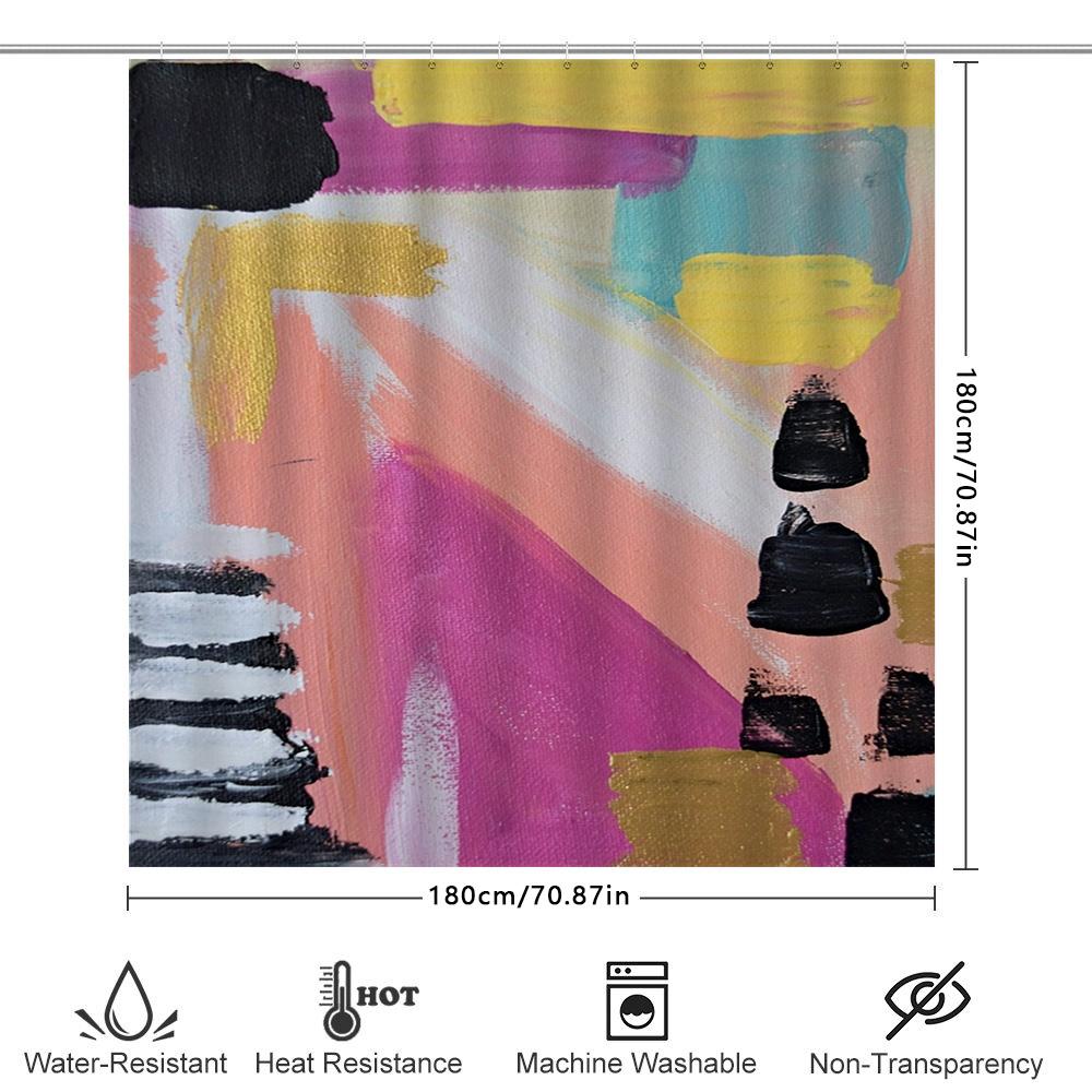 Colorful Brush Strokes Shower Curtain Modern Bathroom Decor For Home Improvement Projects
