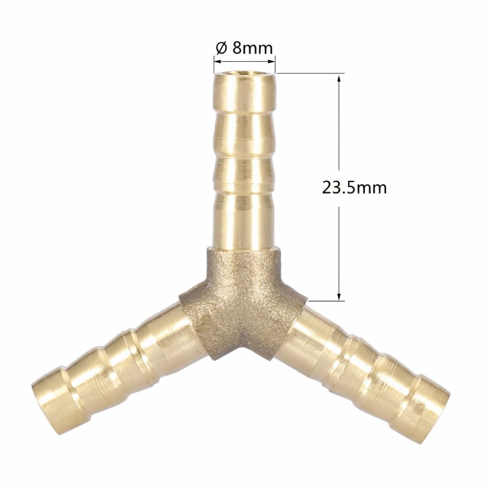 4pcs Union Adapter 3-Way Barbed Fitting Brass Material Y Shaped Fitting Fluid Transfer