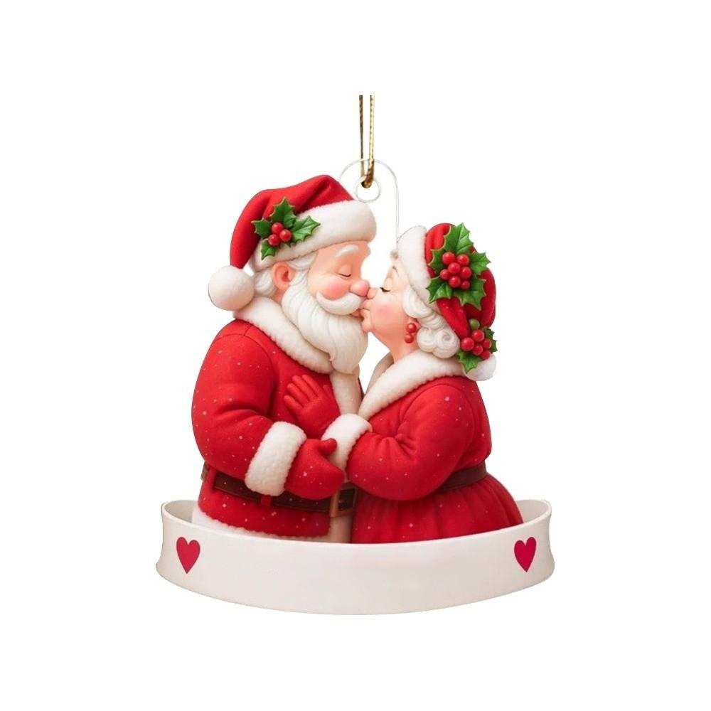 4PCS Acrylic Santa Couple Ornament Growing Old Together Christmas Tree Ornaments Christmas Tree