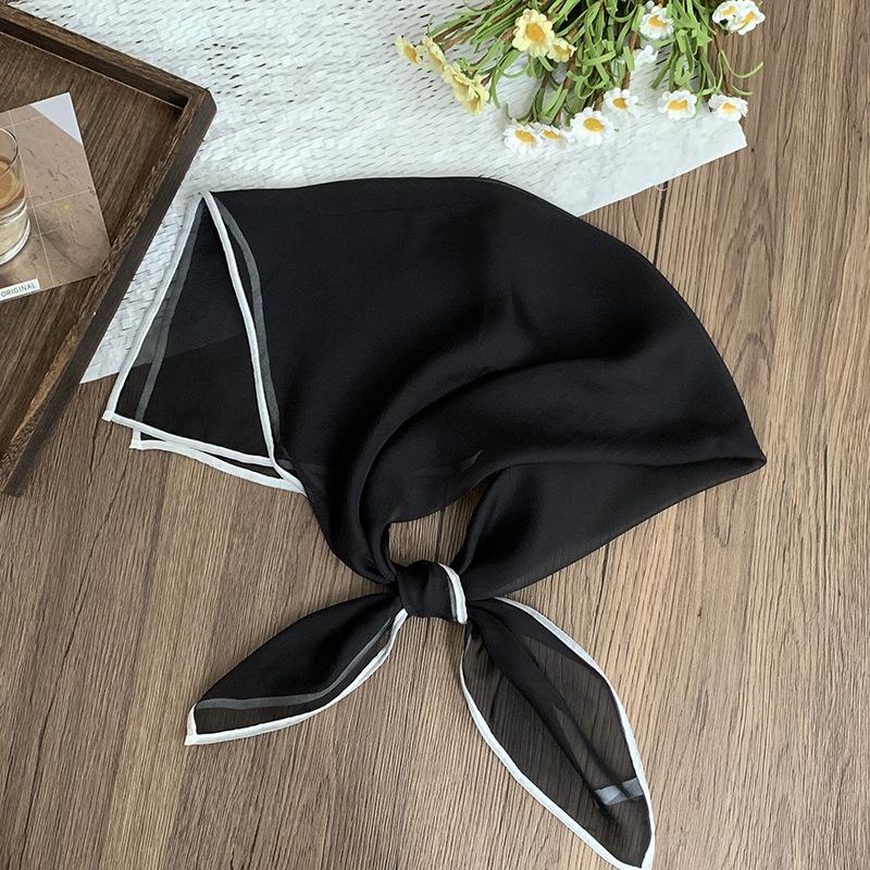 Silk scarf square scarf high-end summer solid color soft fashion scarf with shirt thin scarf scarf shawl