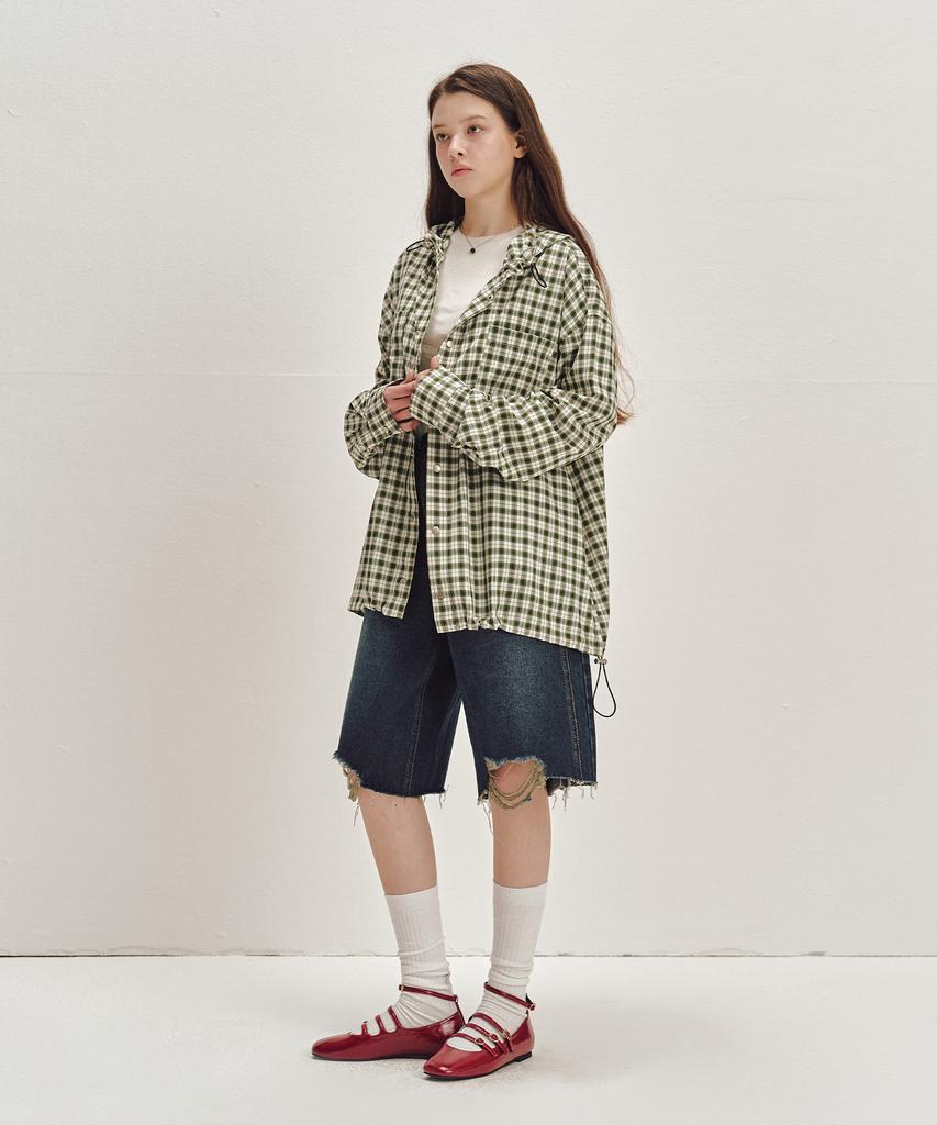 Secondmono Snap Check Hoodie Striukė [Žalia]_Sejk011Green