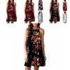 Elegant Women Fashion Splicing Color Print Hanging Neck Hem Mini Dress In Premium Quality Materials