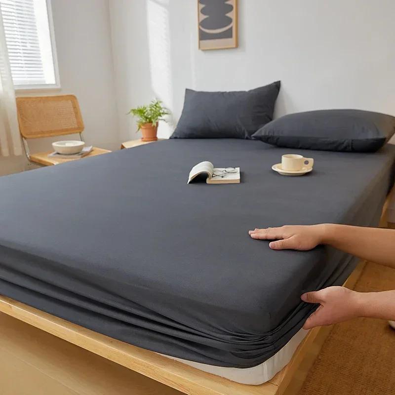 Cotton Fitted Sheet with Elastic Band Non Slip Adjustable Mattress Cover Suitable for King Size Bed Bedding Sheets for Bed