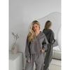 Women's New Zipper Hooded Sports Cardigan with Tie Up Pants Two-piece Casual Set