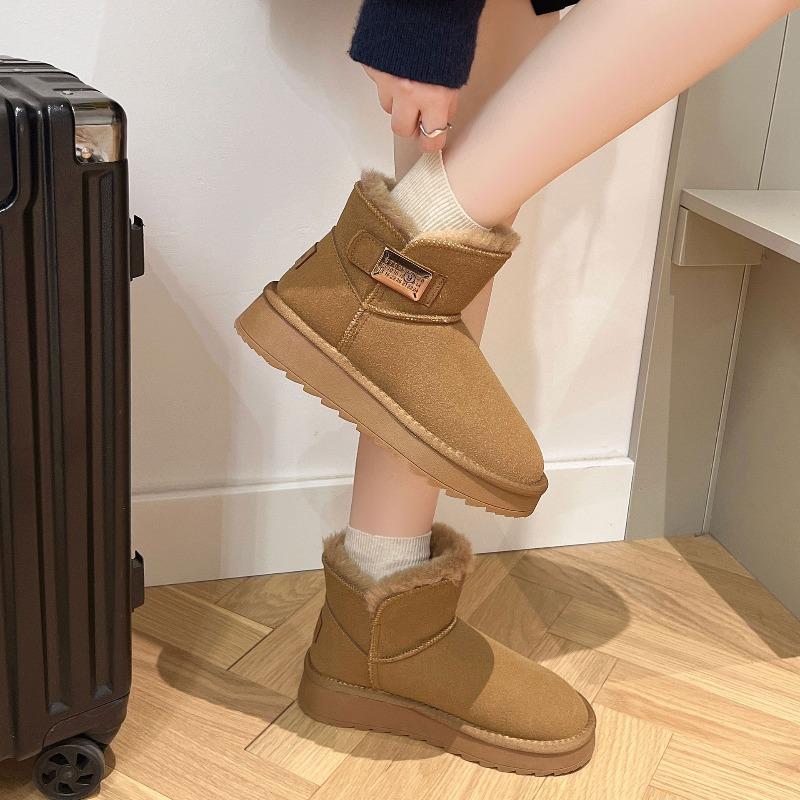Snow boots women s winter velvet thickened warm cotton shoes soft sole non-slip and snow-proof thick sole short boots cotton shoes 36