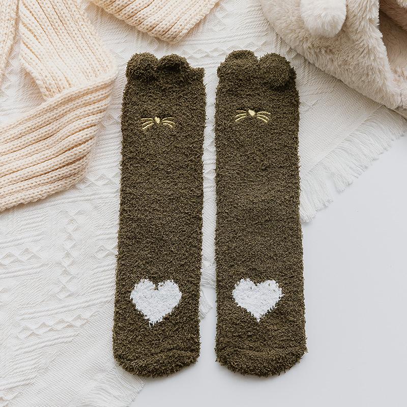 Thermal Socks For Womens Coral Fleece Socks Floral Print Sock Colorful Winter Cute Fashion Fuzzy Female Funny Long Socks
