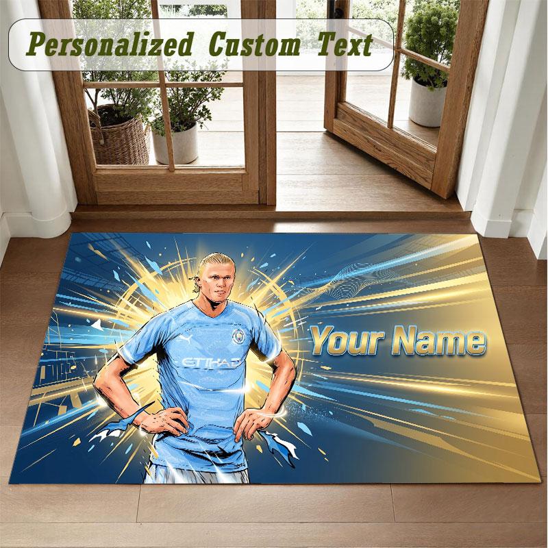 Crystal Velvet Square Rug Custom NameErling Haaland Pattern Non Slip Home Floor Decor Rug