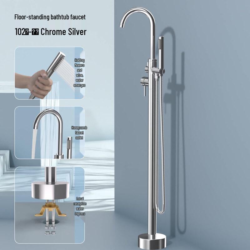 Floor Standing Bathtub Faucet with Handheld Shower