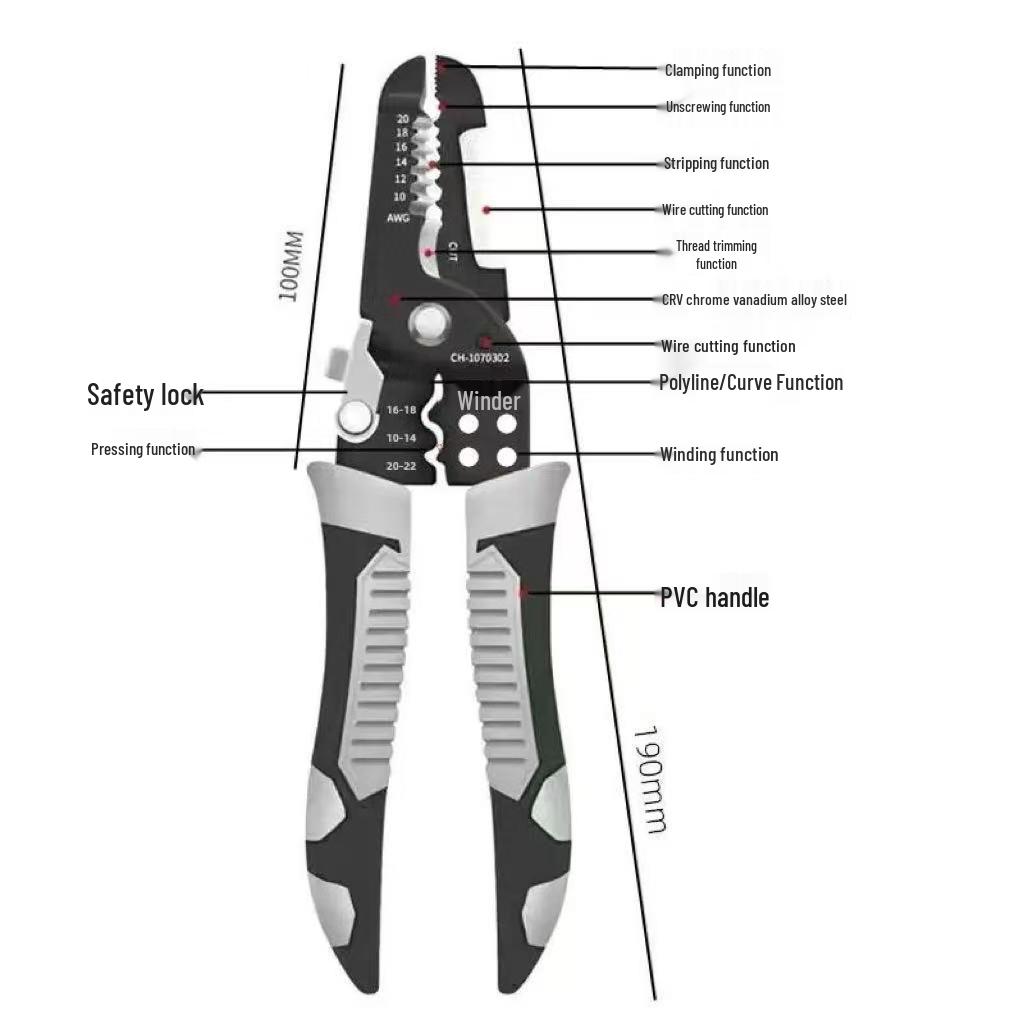 Durable Multi-Functional Electrician Wire Stripper and Crimping Pliers - New Model