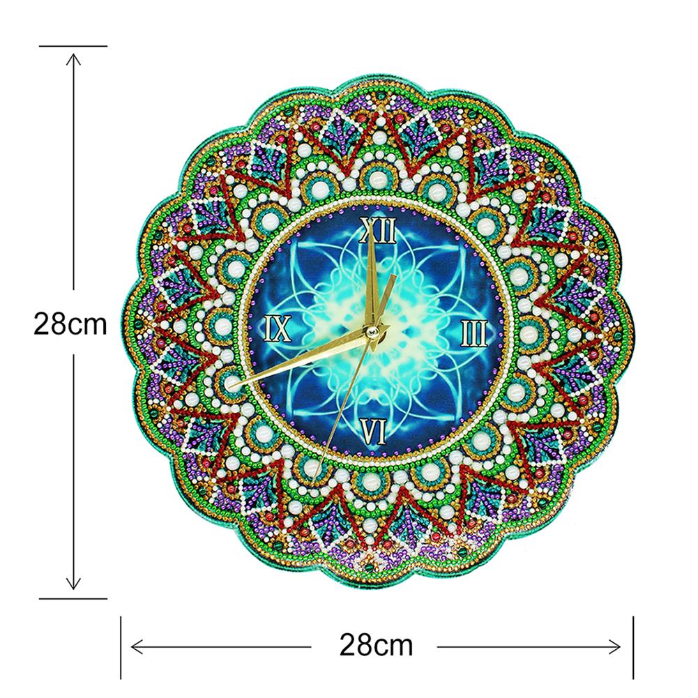 Mandala Luminous Diamond Painting Clock DIY Full Drill Special Shape Diamond Painting Cross Stitch Wall Clock Home Decor Gift