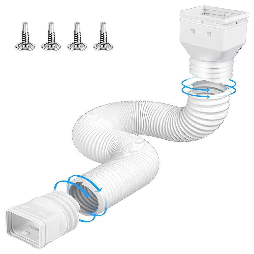 Rain Gutter Downspout Extensions Flexible Down Spout Drain Extender with 3x4in and 2x3in Connectors