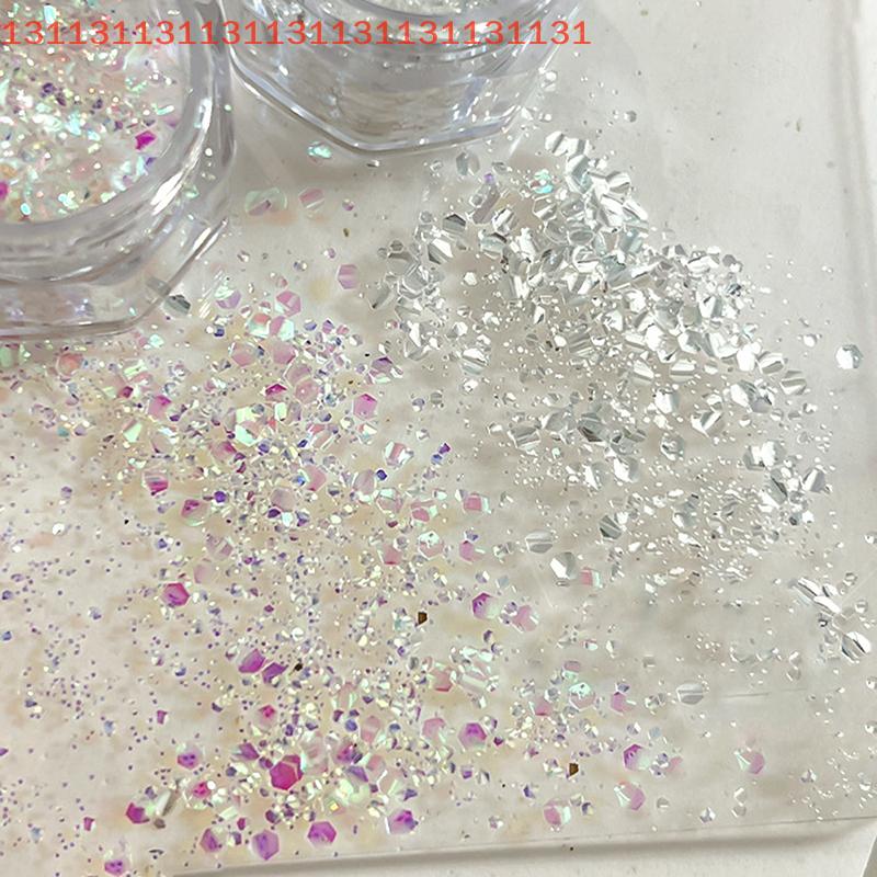 Mermaid Sparkle Nail Art Glitter Ultra-Thin Laser Flakes Holographic Sequins 1 Jar Irregular Loose Nail Dust Accessories