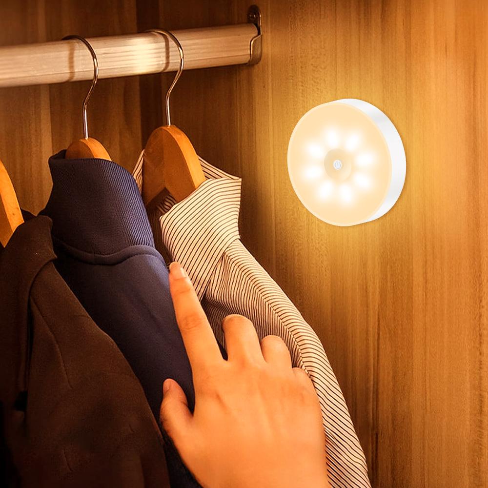 1/3/6pcs Wireless Dimmable LED Night Light for Under Cabinet Lighting, 3 Color Temps Rechargeable Closet Lamp for Wardrobe Stair