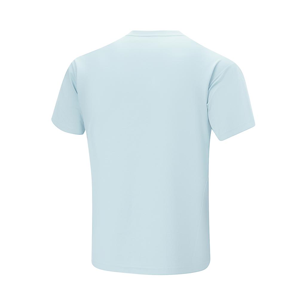 Li Ning Cooling Tea T Ice Silk Quick-Dry Cool Solid Color Round Neck Casual Sports Short Sleeve T-Shirt Men Tops Light-Blue ATSU731-7