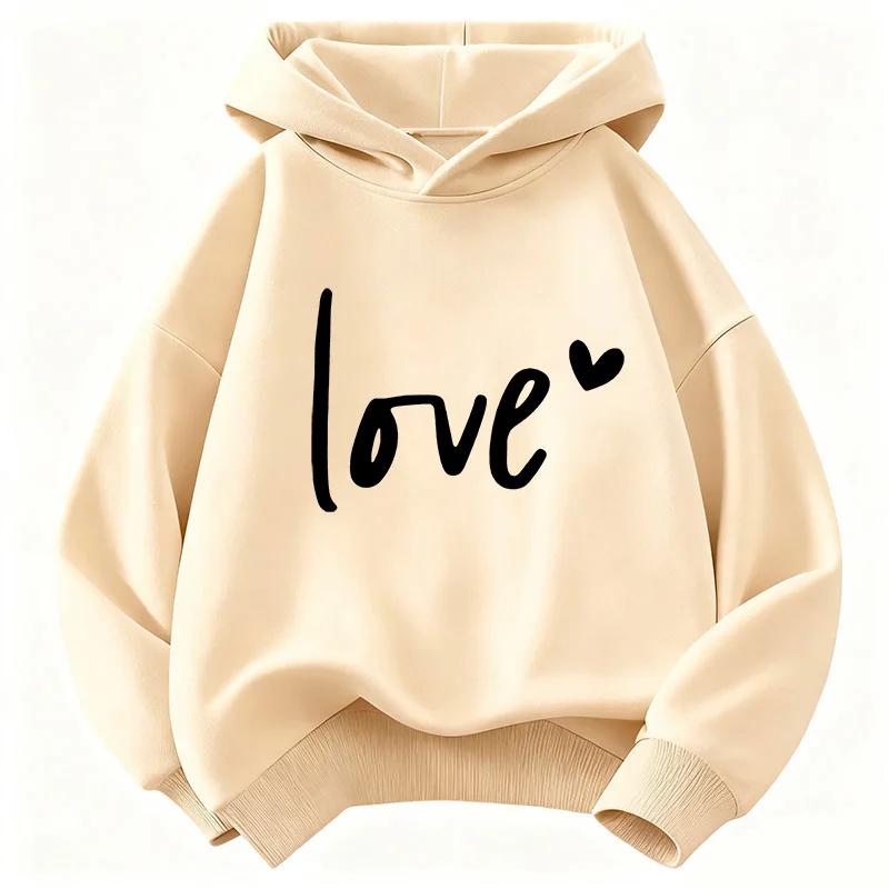 Kinder Kapuzenpullover mit Herzaufdruck Lässiger Süßer Mode Hoody für Jungen und Mädchen Geeignet für Herbst und Frühling