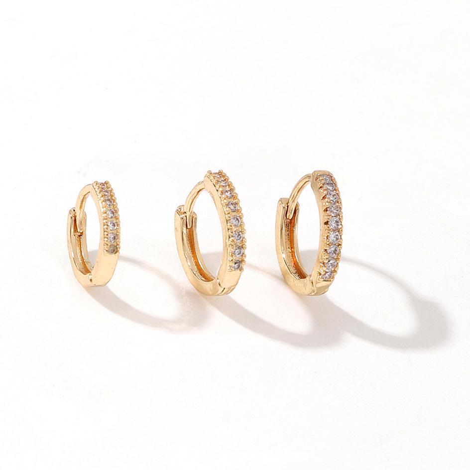 Round Diamond Earrings Ear Buckle Set Women's Simple Temperament Earrings Premium Ear Jewelry