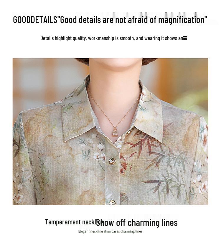 Chiffon Floral Short-Sleeved Top for 50+ Women - 2026 Summer Fashion