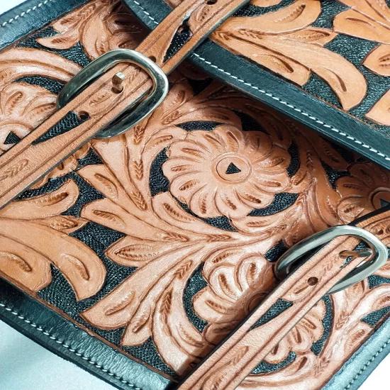 Qualitätshandgefertigte Western-Satteltasche aus echtem Leder für Pferd.