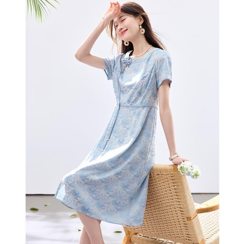 Sanpowa Elegant Chinese Style A-line Midi Dress XL зелёный
